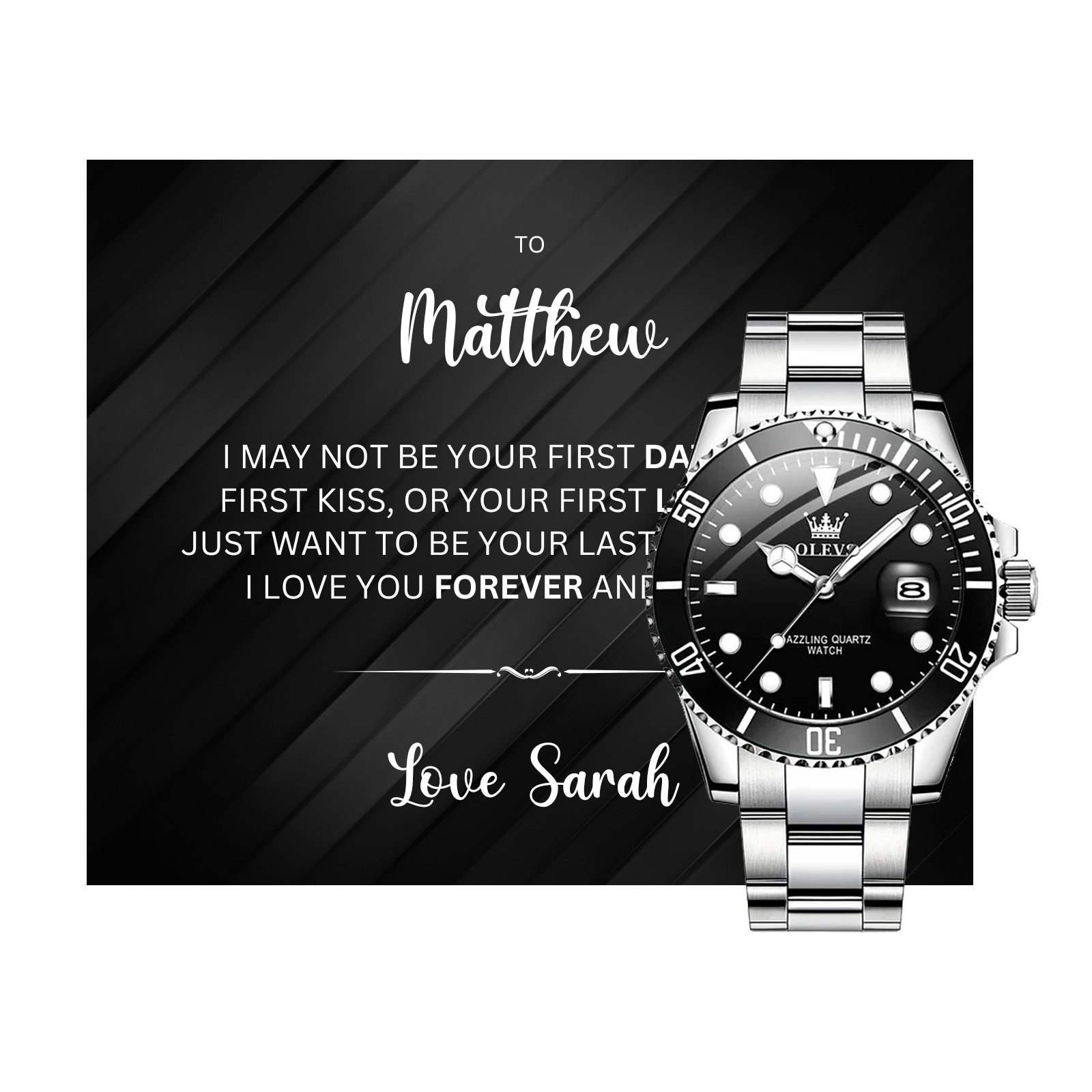 Luxury Watch Gift Set With Personalised Message Card - Gift For Brother, Husband, Boyfriend. Anniversay Gift Watch - Gift From Parter