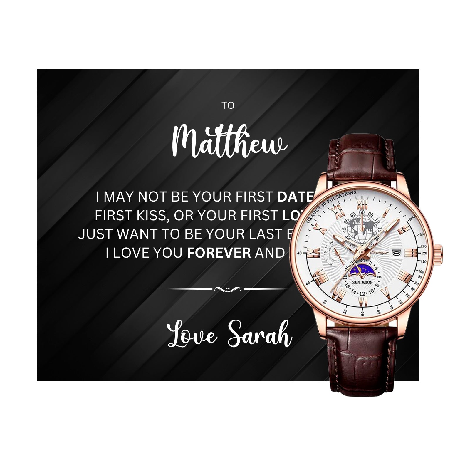 Luxury Watch Gift Set With Personalised Message Card - Gift For Brother, Husband, Boyfriend. Anniversay Gift Watch - Gift From Parter