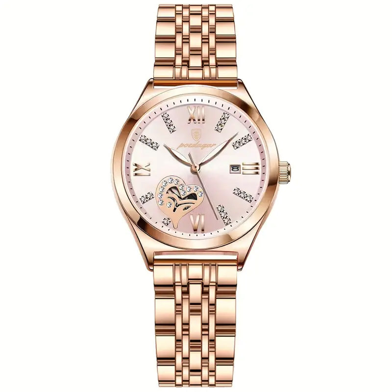 Mothers Day - Womens Luxury Gift Watch Set - Mahogany Box - Custom Floral Message Card for Mum From Daughter / Son