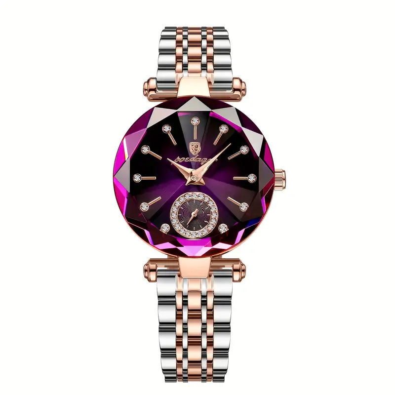 Mothers Day - Womens Luxury Gift Watch Set - Mahogany Box - Custom Floral Message Card for Mum From Daughter / Son