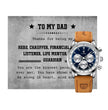 To My Dad - Luxury Watch Gift Set With Custom Message Card In Mahogany Box - Gift For Dad - Gift From Son - Gift From Daughter - Fathers Day