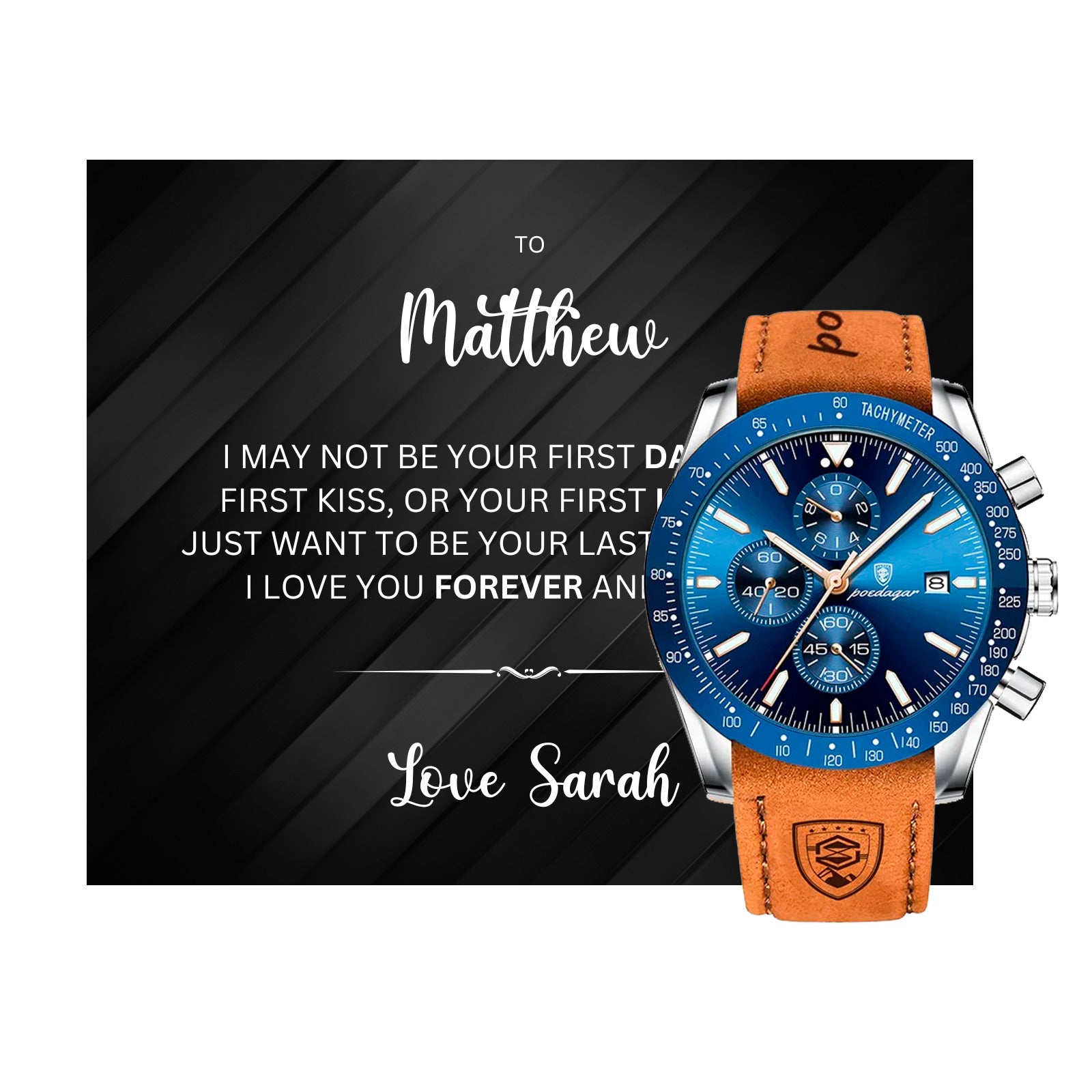 Luxury Watch Gift Set With Personalised Message Card - Gift For Brother, Husband, Boyfriend. Anniversay Gift Watch - Gift From Parter