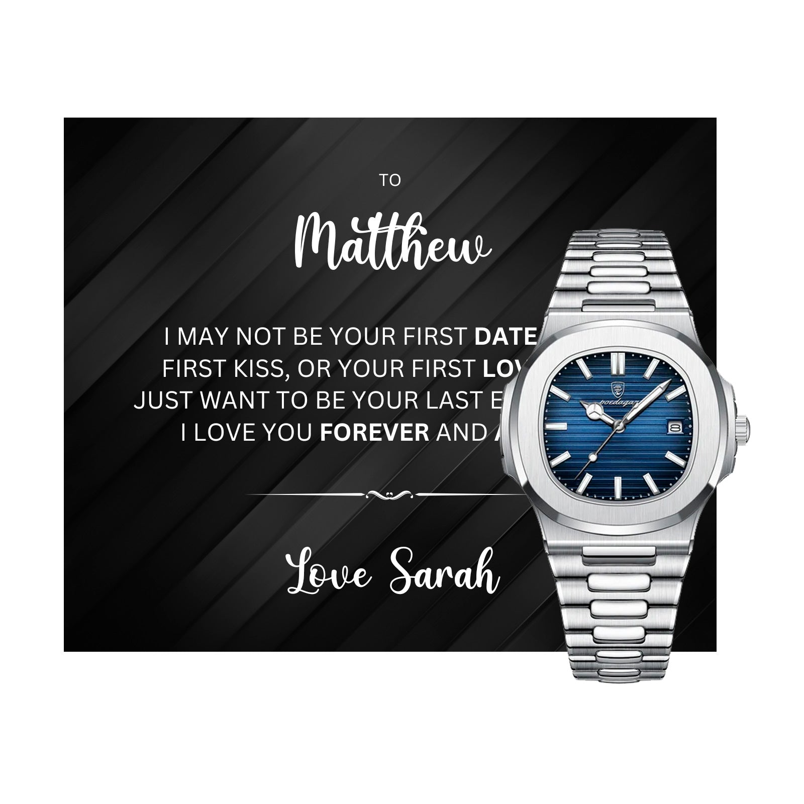Luxury Watch Gift Set With Personalised Message Card - Gift For Brother, Husband, Boyfriend. Anniversay Gift Watch - Gift From Parter