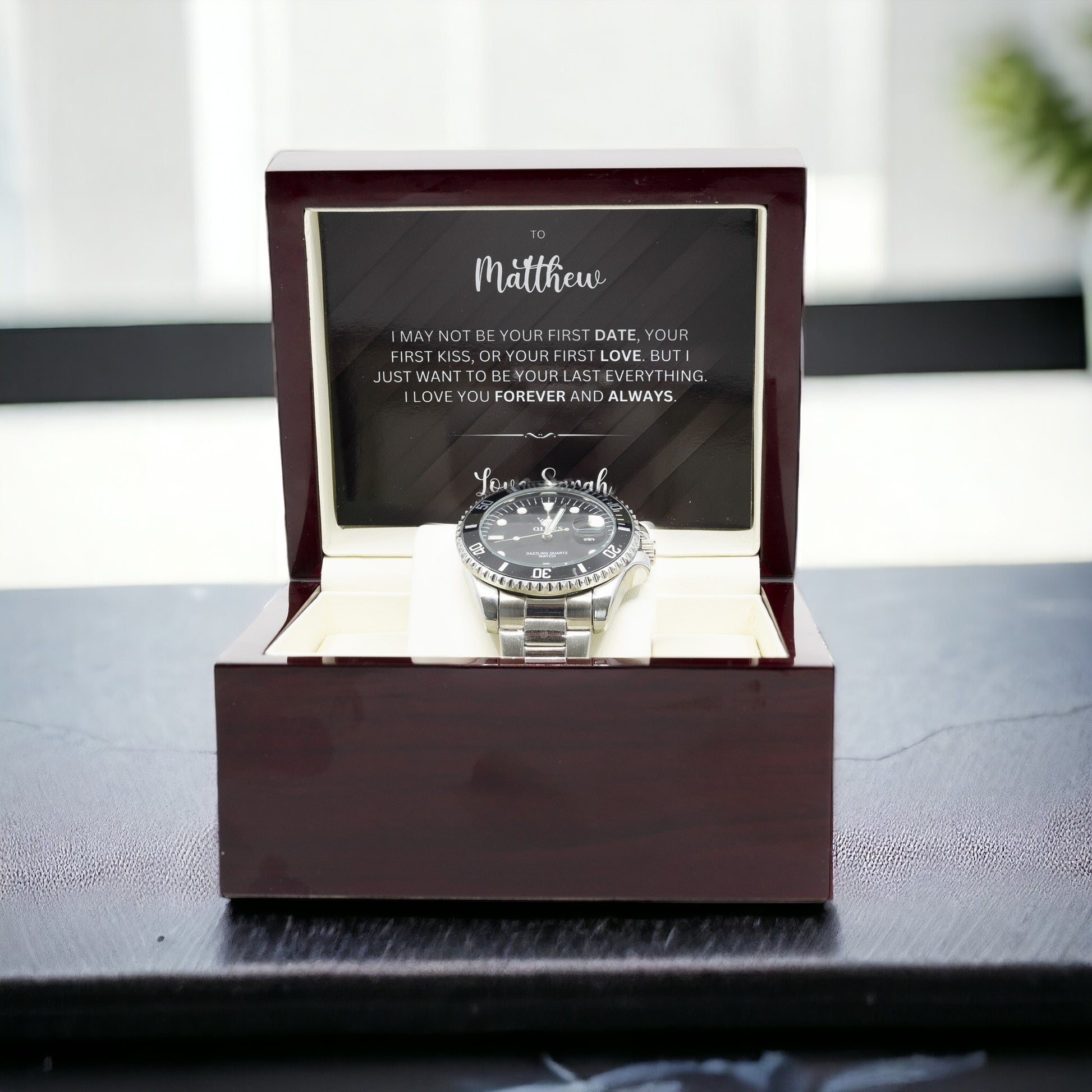Luxury Watch Gift Set With Personalised Message Card - Gift For Brother, Husband, Boyfriend. Anniversay Gift Watch - Gift From Parter