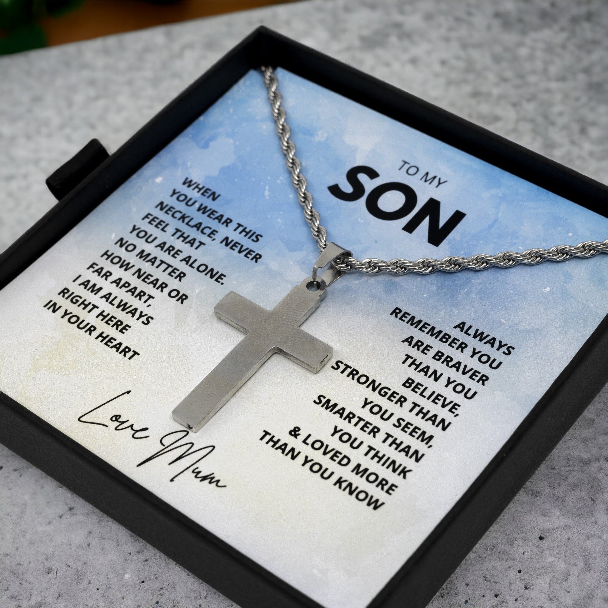 To My Son - Religious Cross Pendant Gift For Birthday, Confirmation Gift
