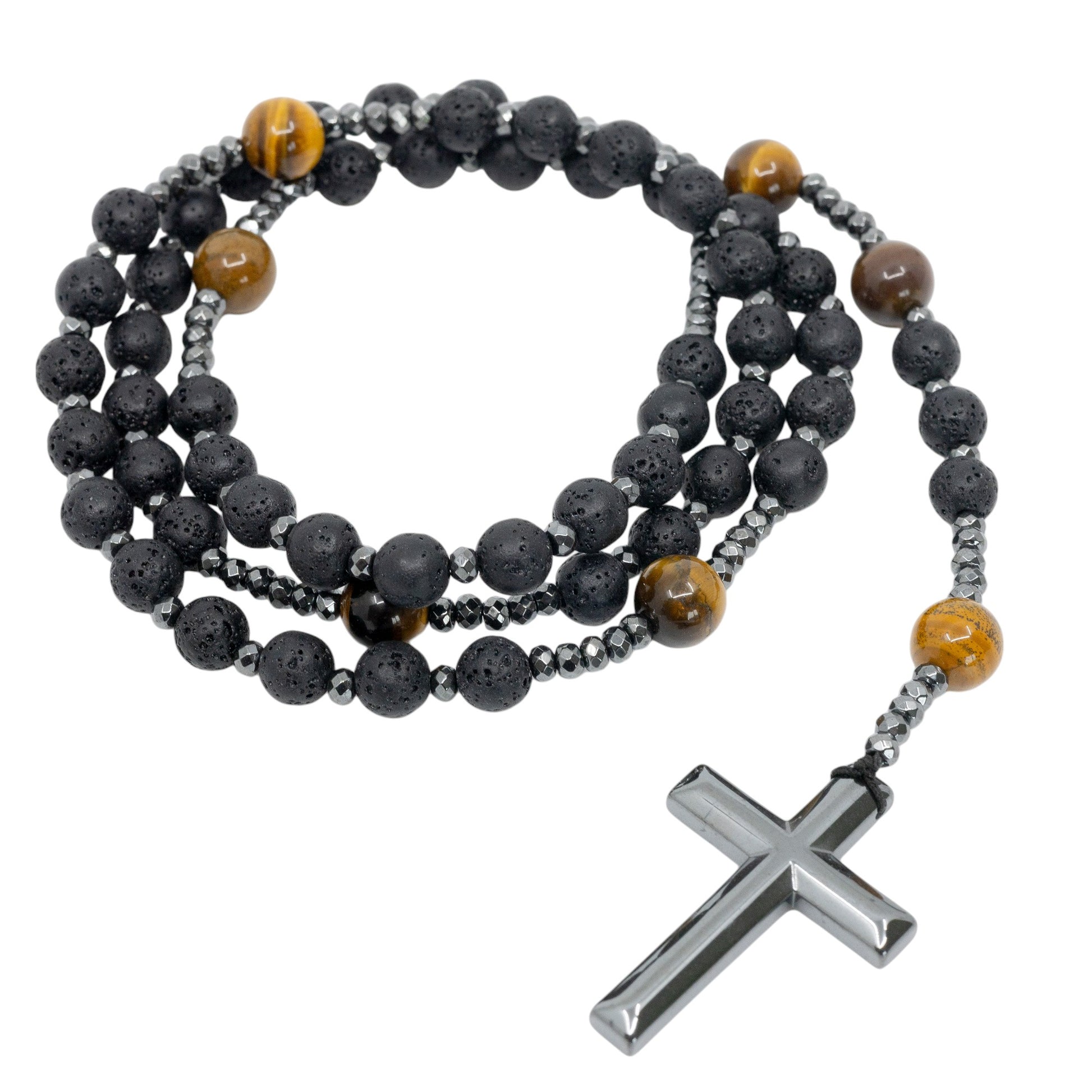 To My Son - Beautiful Volcanic Rock Rosary Beads With Inspirational Custom Message card for Sons Birthday, Baptism