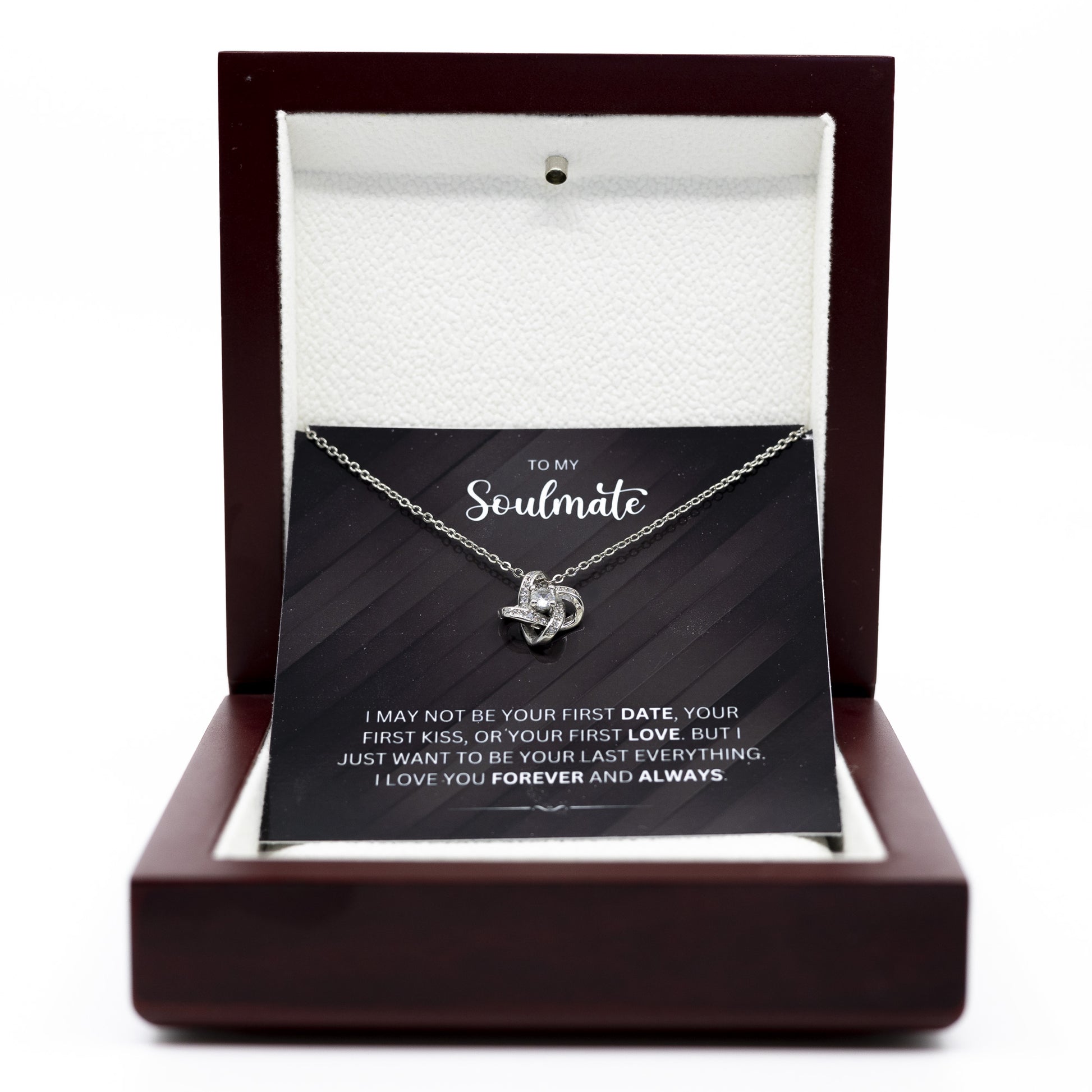To My Soulmate - Choice of Beautiful Silver Necklaces in a Mahogany Gift Box with a Custom Message Card - Gift for Her - Gift From Him