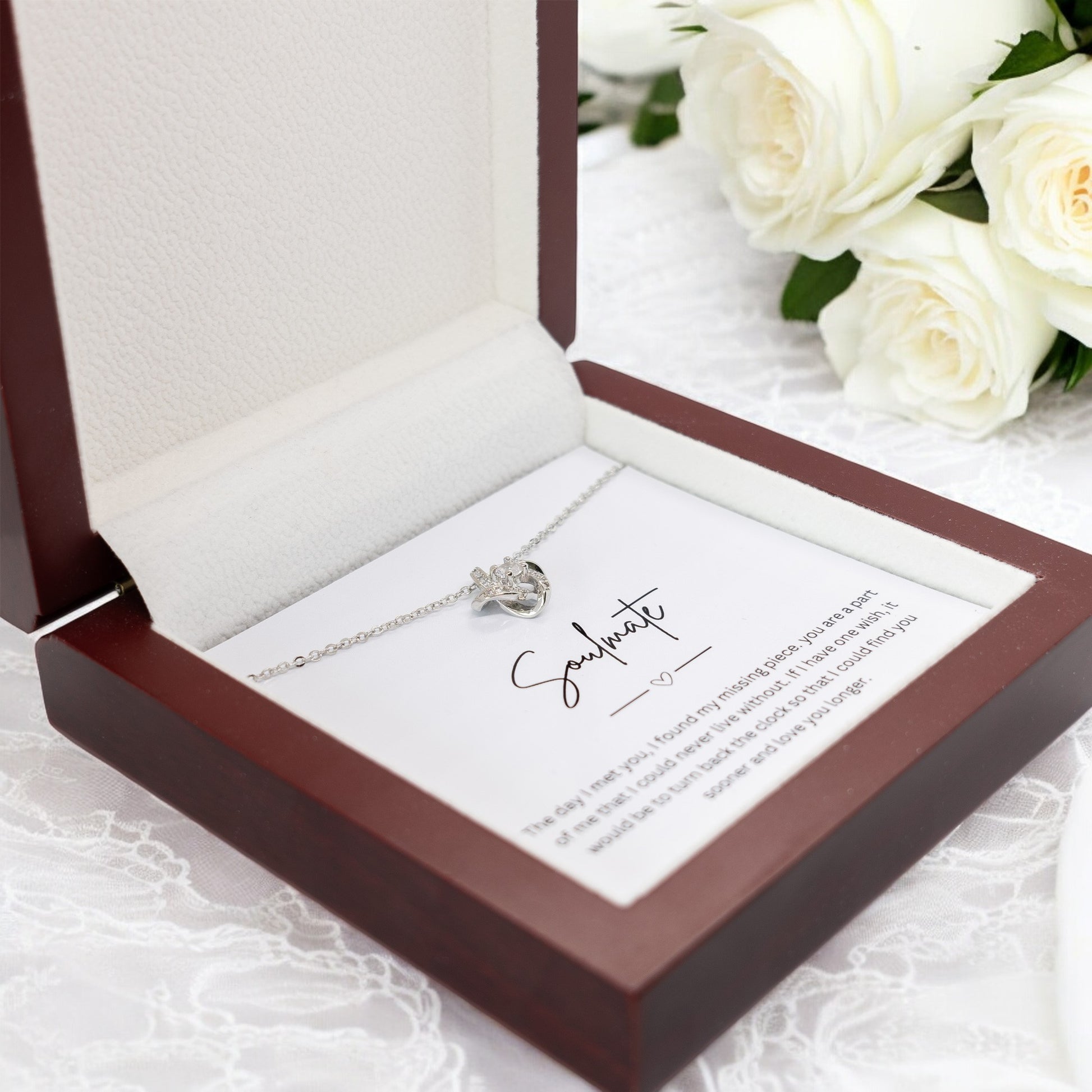 Soulmate Jewellery Gift  - Choice of Beautiful Silver Necklace - Personalised Message Card