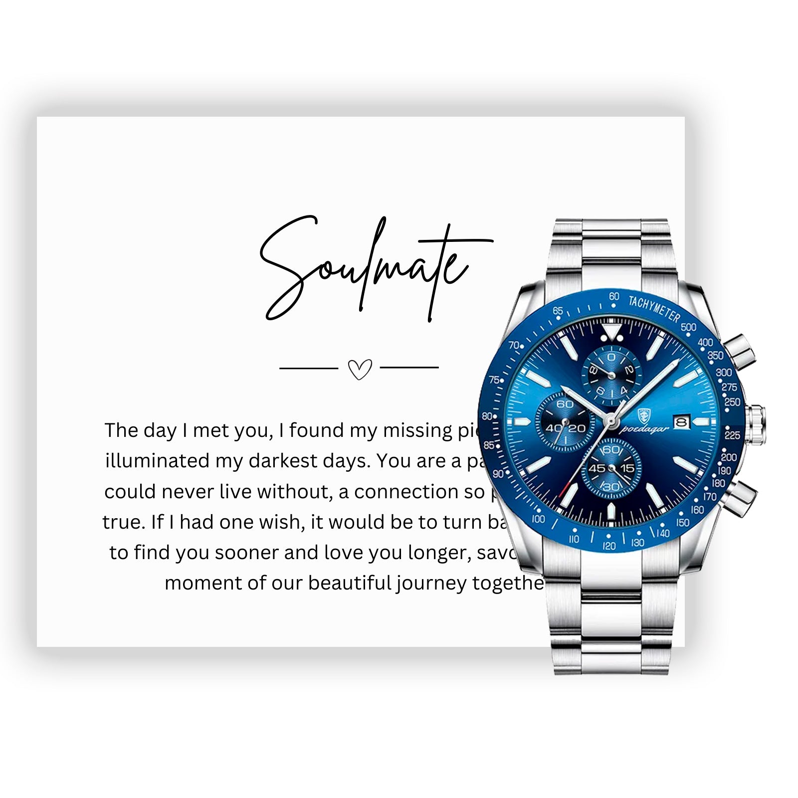 Gift Watch Set For Soulmate - Luxury Watch Gift Set With Custom Message Card In Mahogany Box