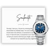 Gift Watch Set For Soulmate - Luxury Watch Gift Set With Custom Message Card In Mahogany Box