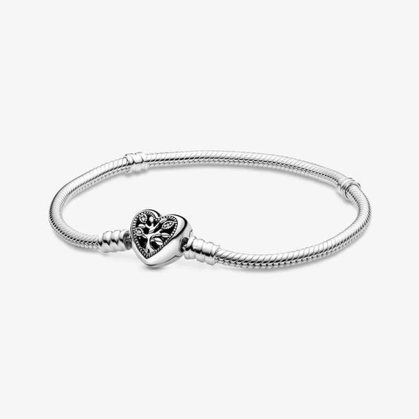 Tree of Life Heart Sterling Silver Snake Charm Chain 20cm