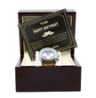 To My Dad - Happy Birthday - Luxury Watch Gift Set With Custom Message Card In Mahogany Box - Gift For Dad