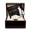 To a Wonderful Dad - Luxury Gift Watch Set - Mahogany Box - Custom Message Card Gift For Birthday's Christmas - Fathers Day